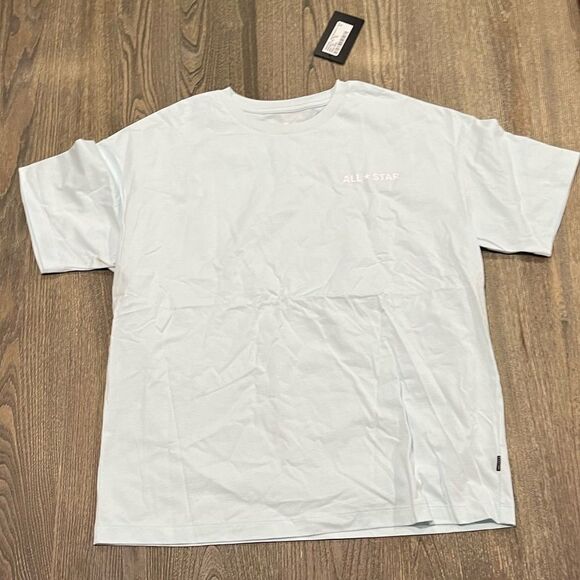 NWT Converse All Star Oversized T-Shirt Crewneck Short Sleeve Aqua Mist Medium - Picture 1 of 8